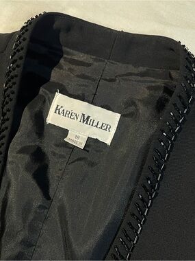 Vintage Karen Miller Black Beaded Bolero Jacket Plus Size 18 Evening Party Glam